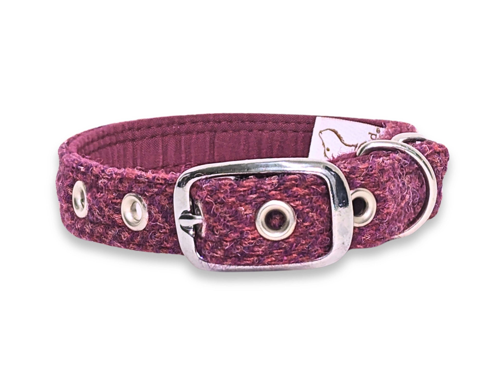 Raspberry & Coral Luxury Harris Tweed Dog Collar by Collared Creatures - Superior Harris Tweed Dog Collar with Buckle, Hard Wearing & Machine Washable, Available in Multiple Sizes