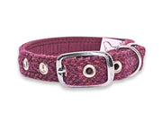 Raspberry & Coral Luxury Harris Tweed Dog Collar by Collared Creatures - Superior Harris Tweed Dog Collar with Buckle, Hard Wearing & Machine Washable, Available in Multiple Sizes
