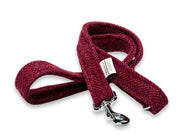 Handmade Collared Creatures Raspberry & Coral Herringbone Harris Tweed Luxury Dog Lead. Heritage Harris Tweed Design - Stylish & Durable. Pair With a Matching Harris Tweed Dog Collar.
