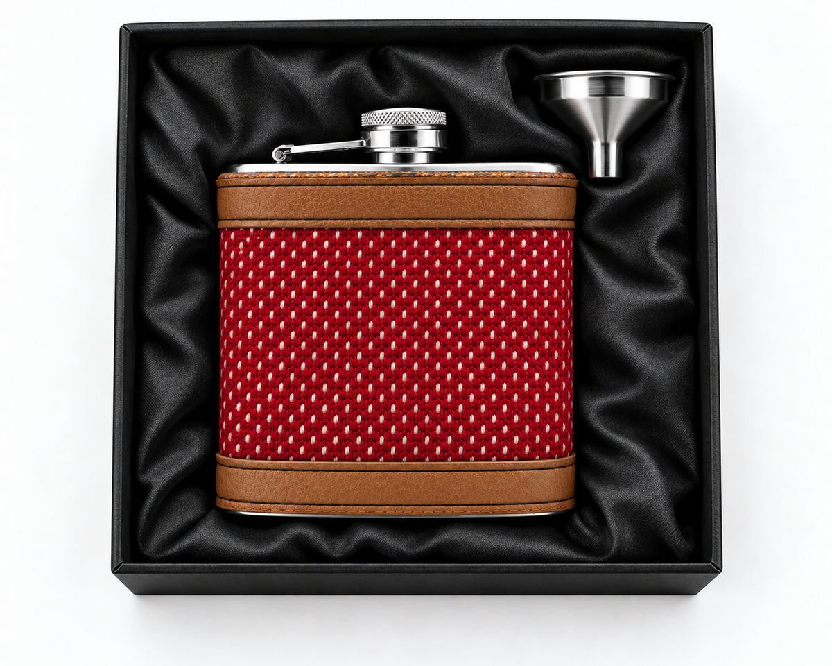Santa In A Snowman Amor Tweed Hip Flask Gift Set