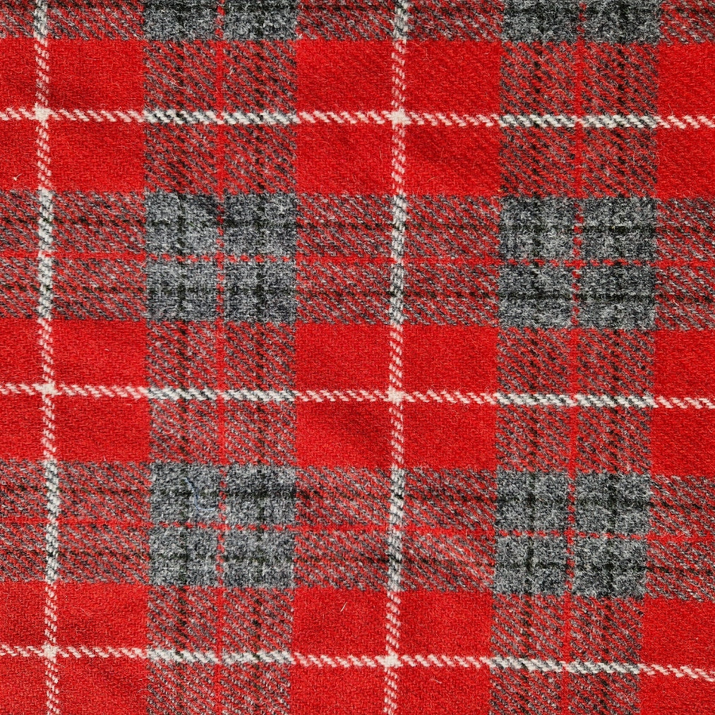 Red & Grey Check - Buckle Fastening Luxury Harris Tweed Dog Collar
