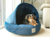 Sapphire Blue Quilted Velour Deluxe Comfort Cocoon Dog Bed 40% OFF