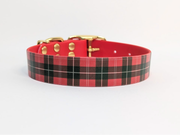 Christmas Red & Green check Printed Waterproof Biothane Dog Collar /collared creatures