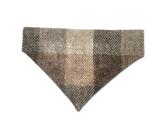 Stone Check Luxury Harris Tweed Dog Bandana