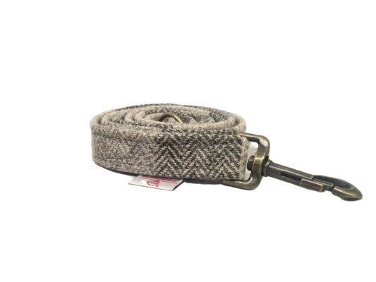 Stone Check Luxury Harris Tweed Dog Lead