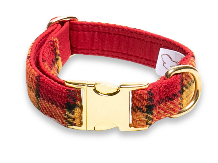 Sunset Check Luxury Harris Tweed Dog Collar for Small Medium Large Dogs Collared Creatures
