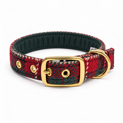 Christmas Green Check Amor- Buckle Fastening Luxury Amor Tweed Dog Collar collared creatures