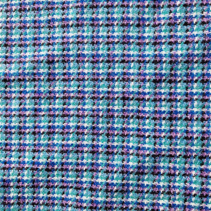 Teal Lilac & Black Check Luxury Harris Tweed Dog Collar