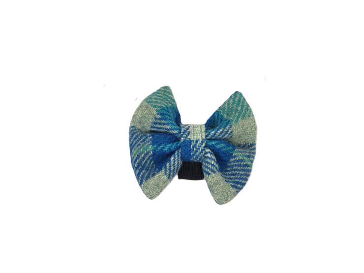Collared Creatures Teal &amp; Blue Ceck Luxury Dog Bow Tie
