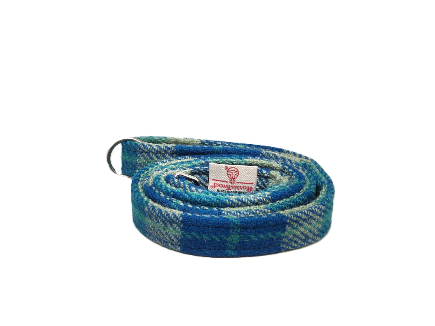 Collared Creatures Teal &amp; Blue Check Harris Tweed Luxury Dog Lead