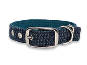 Teal & Blue Luxury Harris Tweed Dog Collar by Collared Creatures - UK Designed & Handmade Harris Tweed Dog Collar with Buckle, Tough & Stylish, Available in Multiple Sizes