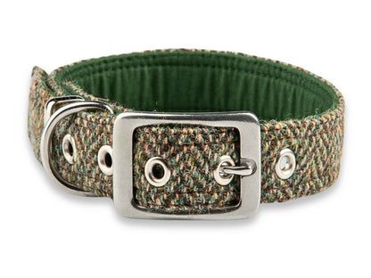 Traditional Herringbone Luxury Harris Tweed Dog Collar by Collared Creatures - Luxury Handmade Harris weed Buckle Dog Collar, Heritage UK Design, Available in Multiple Sizes