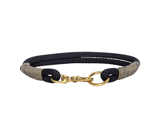 Navy Blue Handmade Rope Dog Collar with whipping