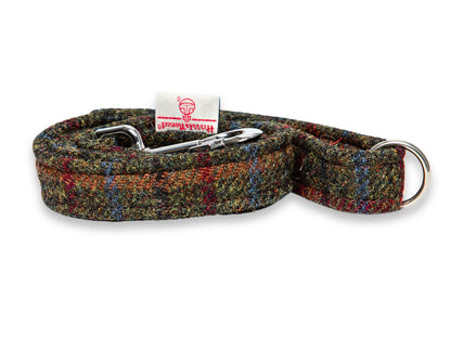 Collared Creatures Winter Woodland Check Harris Tweed Dog Lead. Designer, Hard Wearing, Quality Harris Tweed Dog Leash Made in the UK.