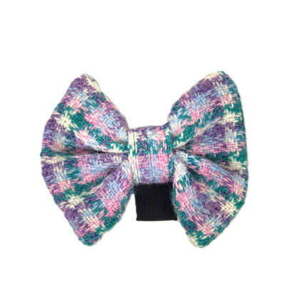 Wisteria Houndstooth Luxury  Tweed Dog Bow Tie 
