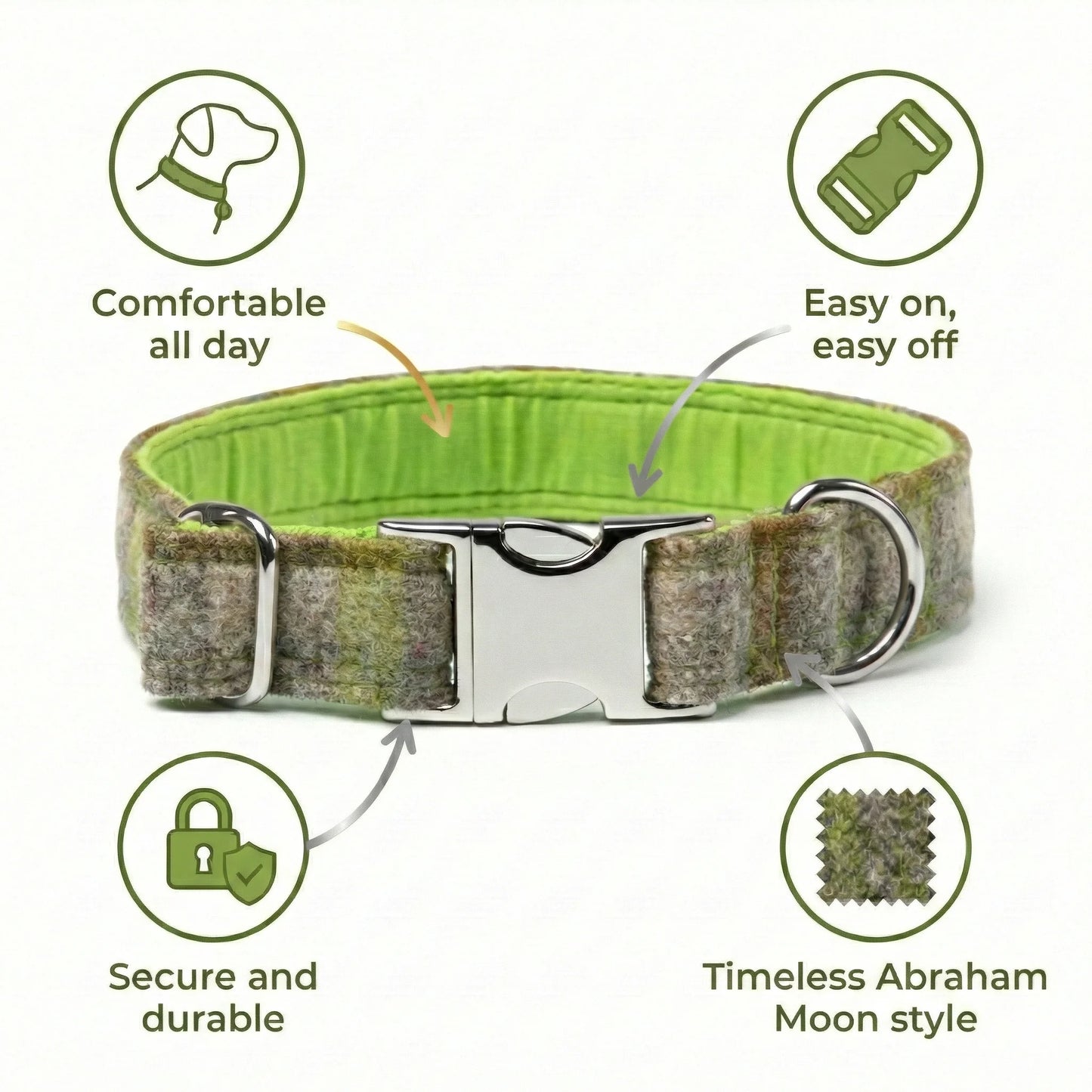 Abraham Moon Bibury-Lichen Luxury Dog Collar - Collared Creatures LTD