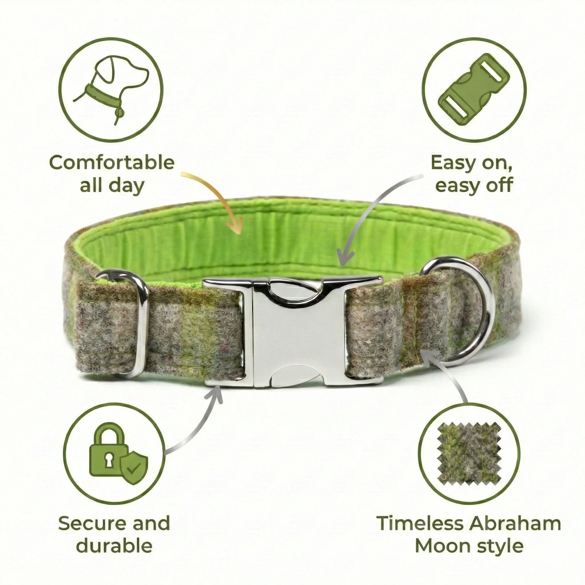 Abraham Moon Bibury-Lichen Luxury Dog Collar - Collared Creatures LTD