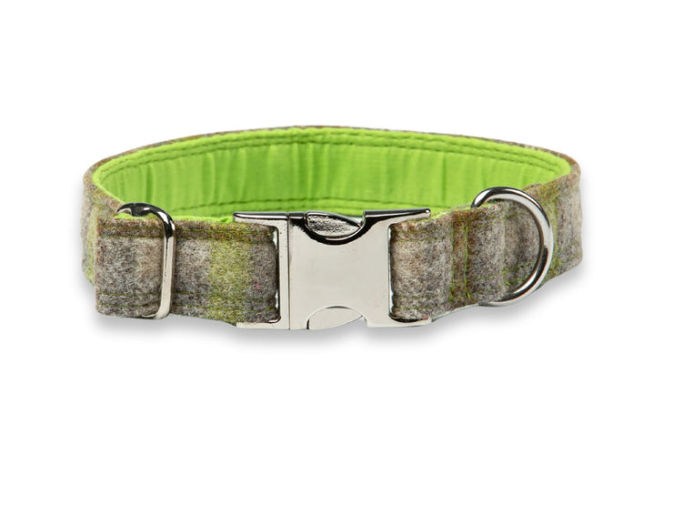 Abraham Moon Bibury-Lichen Tweed Dog Collar – Personalised Handmade Wool Dog Collar UK by Collared Creatures