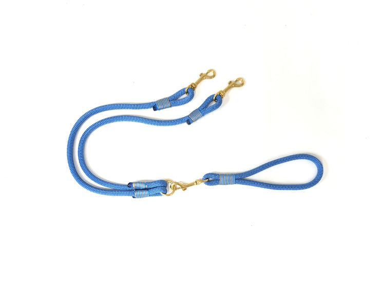 Collared Creatures Handmade Rope Split / Double Dog Lead Air Force Blue/ collared creatures