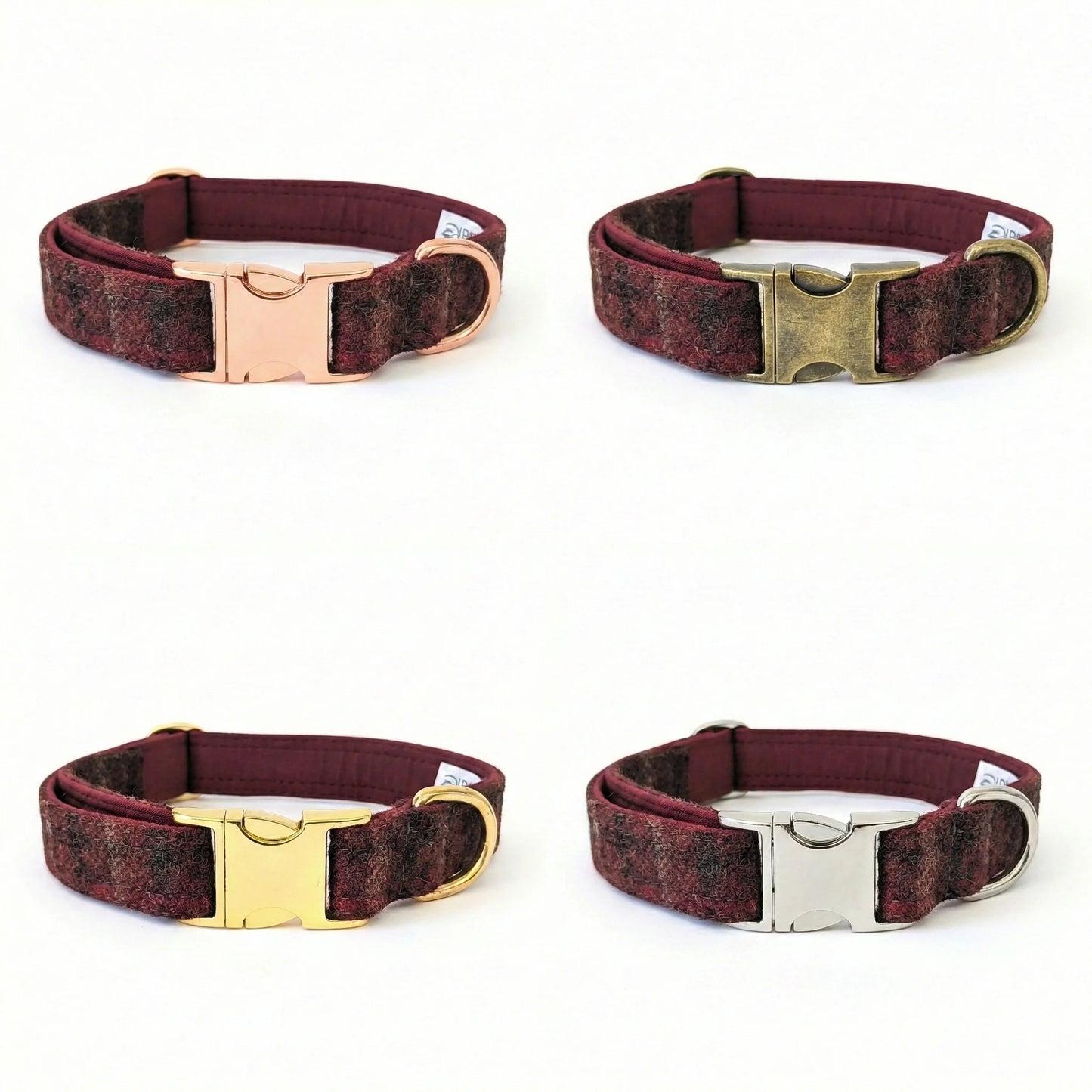 Abraham Moon Balmoral Claret Luxury Dog Collar - Collared Creatures LTD