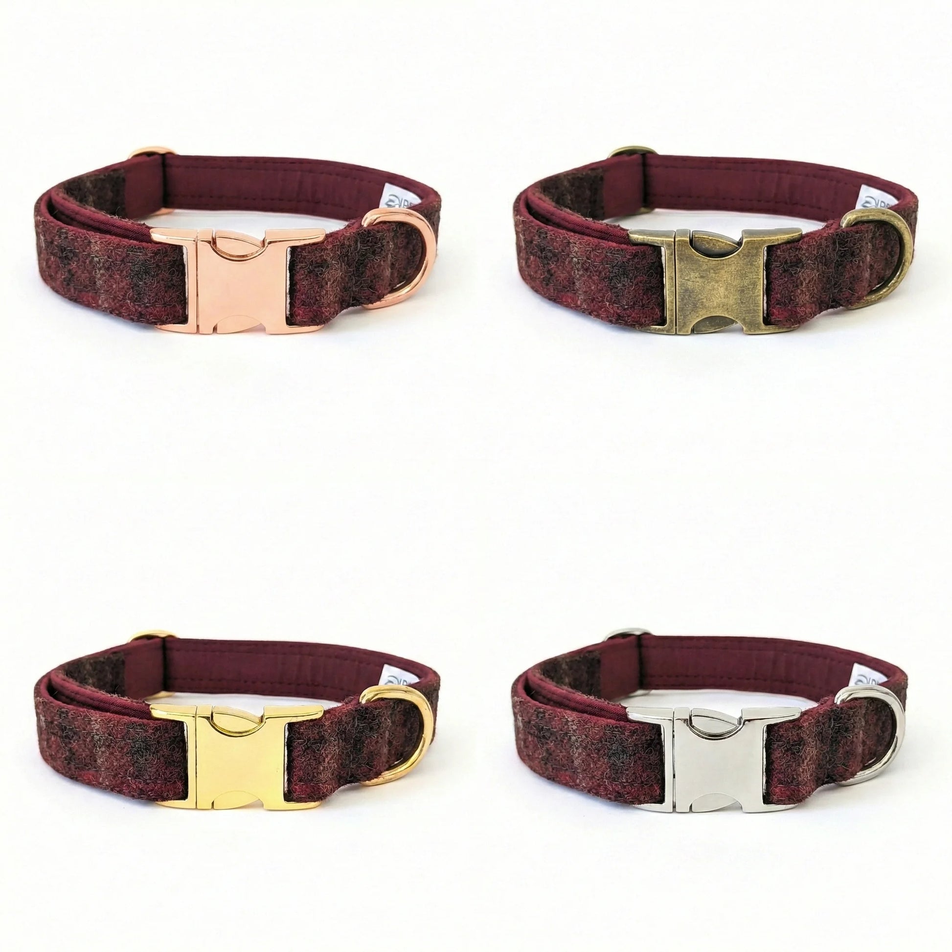 Abraham Moon Balmoral Claret Luxury Dog Collar - Collared Creatures LTD