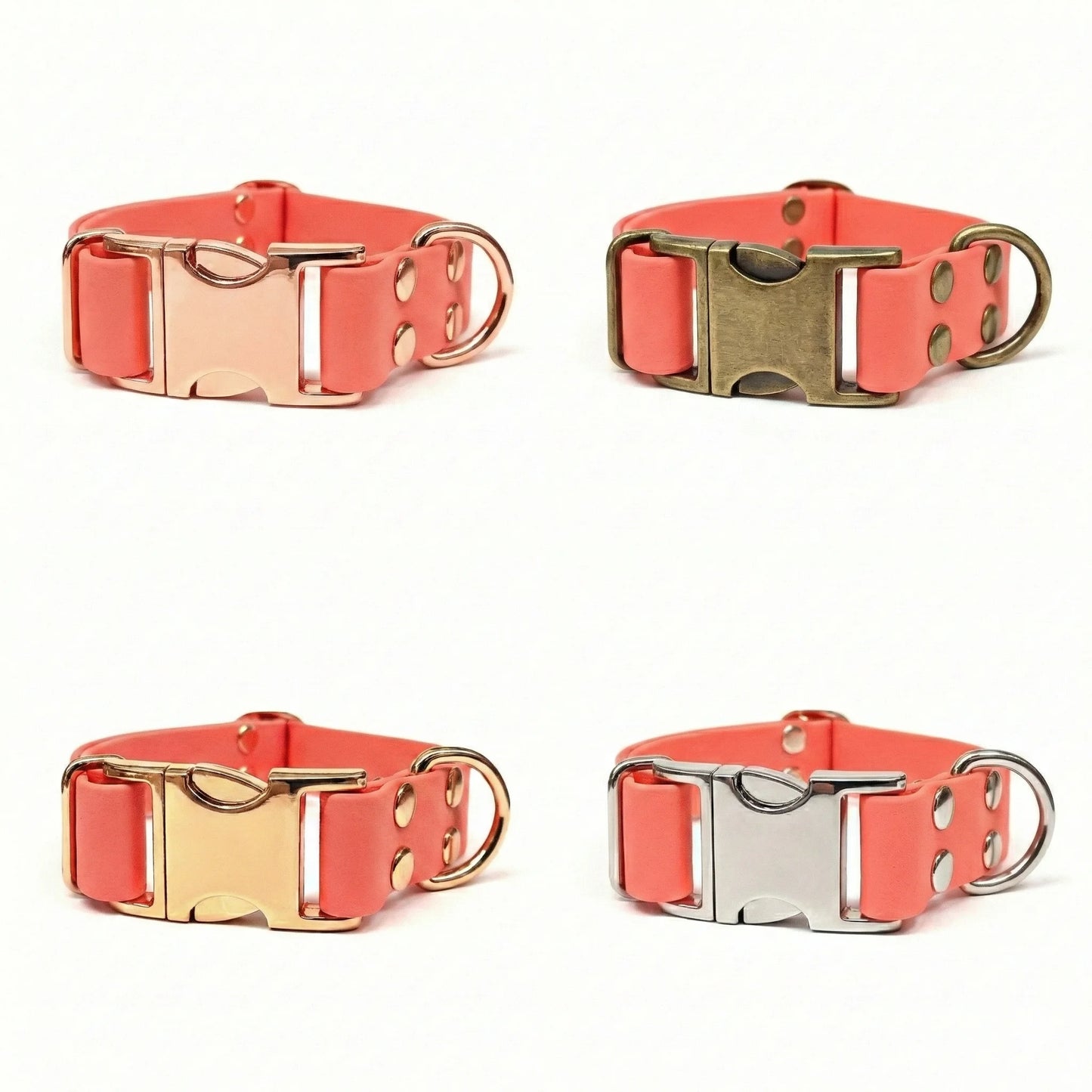 Coral Waterproof Biothane Metal Clasp Dog Collar