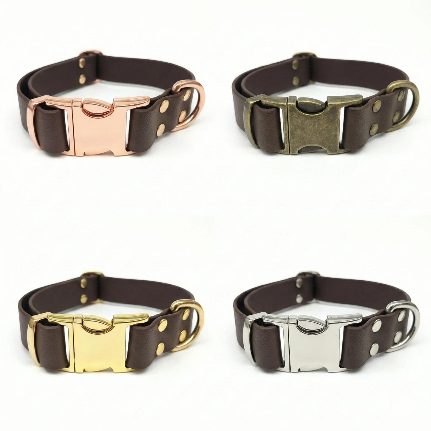 Dark Brown Waterproof Biothane Metal Clasp Dog Collar