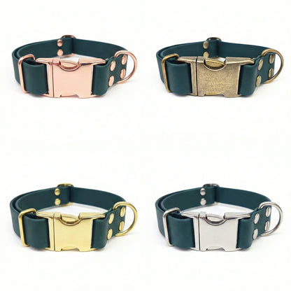 Dark Green Waterproof Biothane Metal Clasp Dog Collar - Collared Creatures LTD