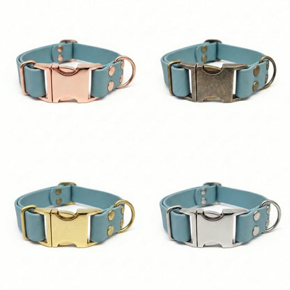 Duck Egg Blue Waterproof Biothane Metal Clasp Dog Collar