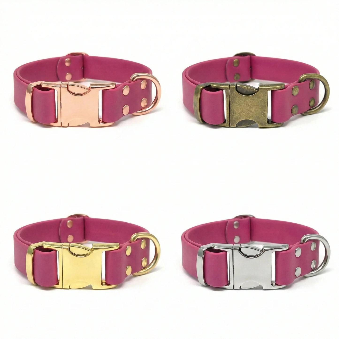Magenta Waterproof Biothane Metal Clasp Dog Collar - Collared Creatures LTD