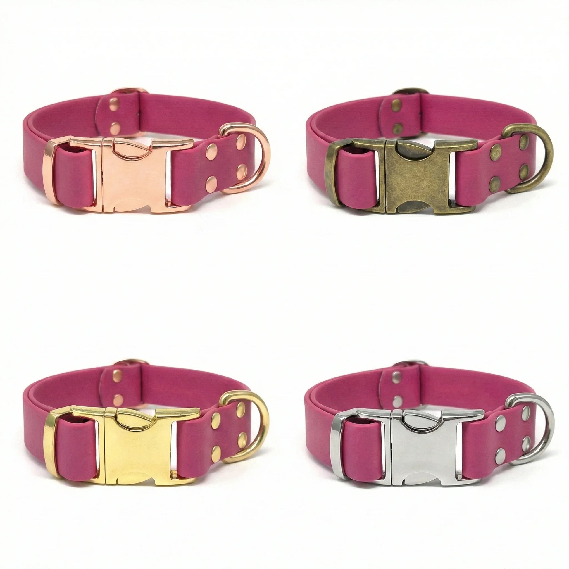 Magenta Waterproof Biothane Metal Clasp Dog Collar - Collared Creatures LTD