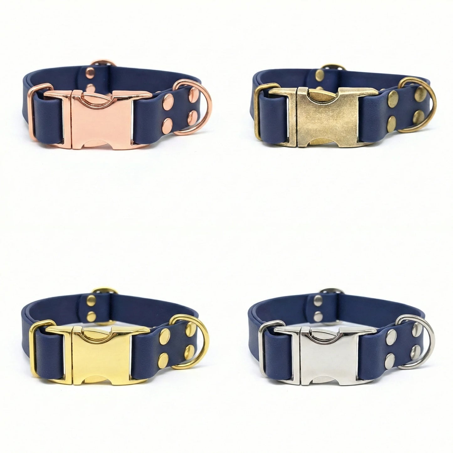 Navy Waterproof Biothane Metal Clasp Dog Collar - Collared Creatures LTD