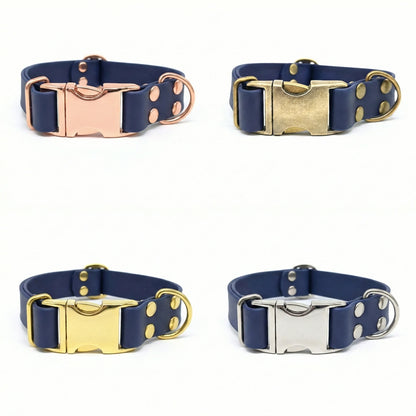 Navy Waterproof Biothane Metal Clasp Dog Collar - Collared Creatures LTD