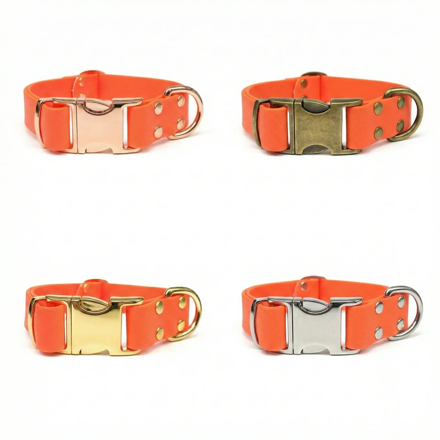 Neon Orange Waterproof Biothane Metal Clasp Dog Collar
