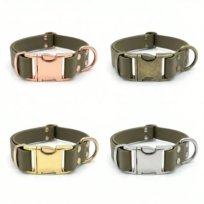 Olive Waterproof Biothane Metal Clasp Dog Collar