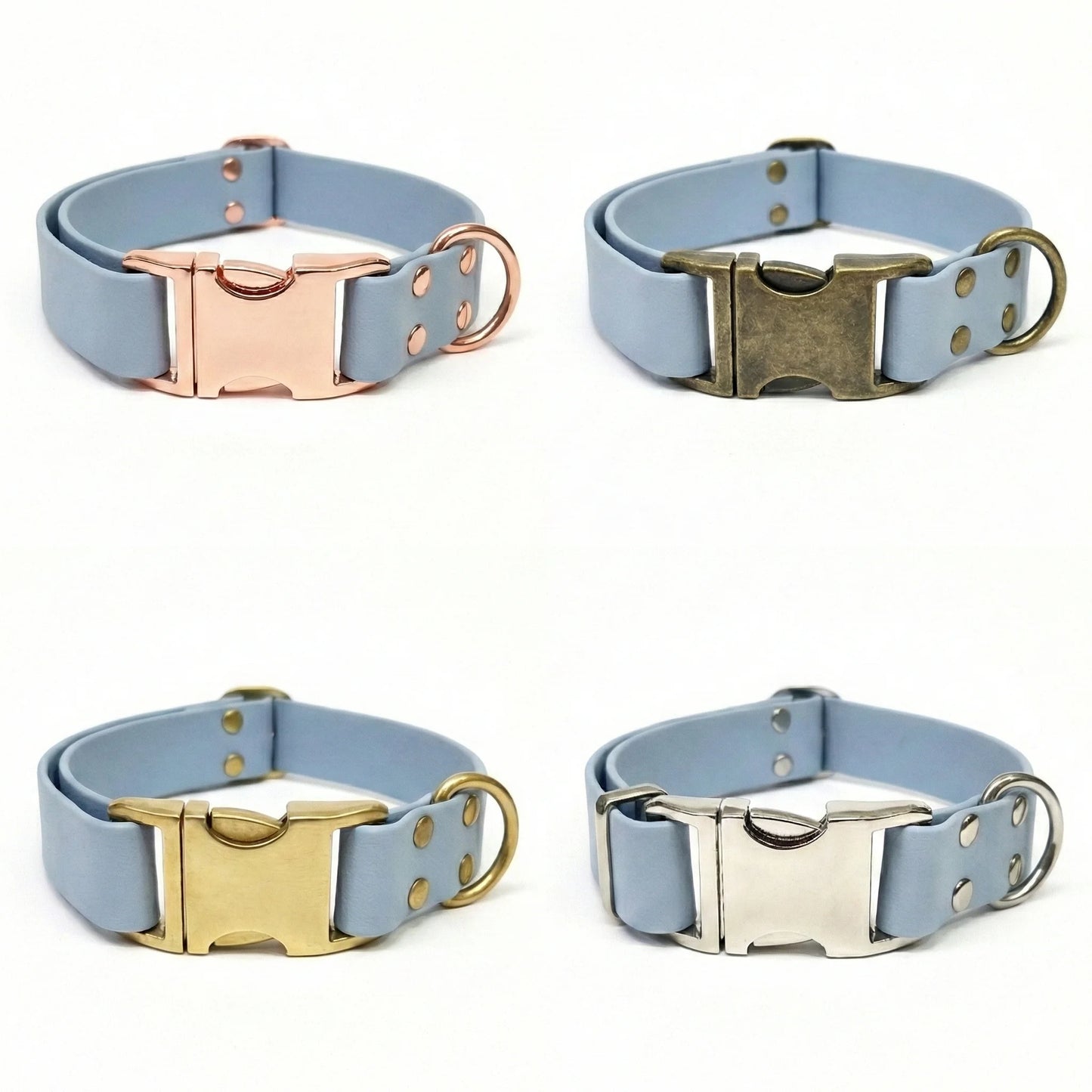 Pastel Blue Waterproof Biothane Metal Clasp Dog Collar