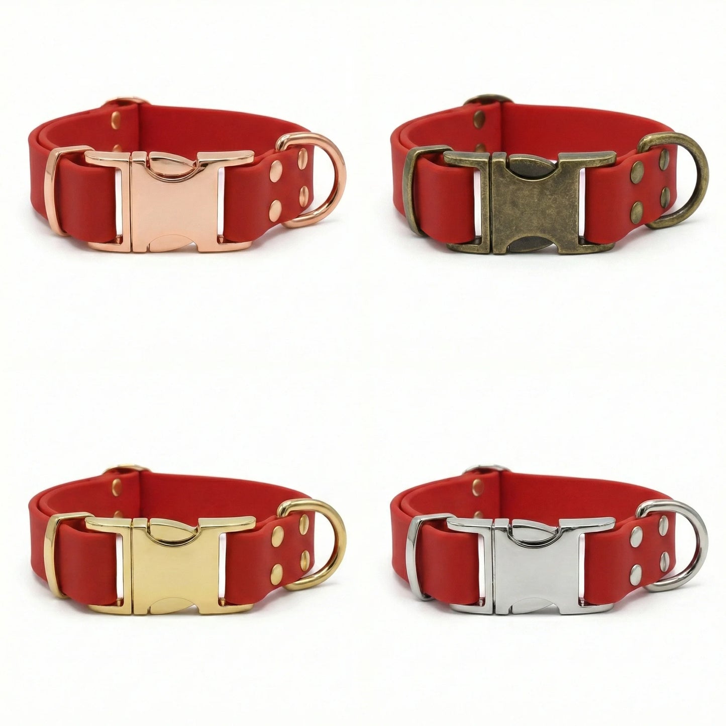 Red Waterproof Biothane Metal Clasp Dog Collar - Collared Creatures LTD
