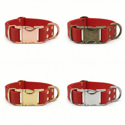 Red Waterproof Biothane Metal Clasp Dog Collar - Collared Creatures LTD