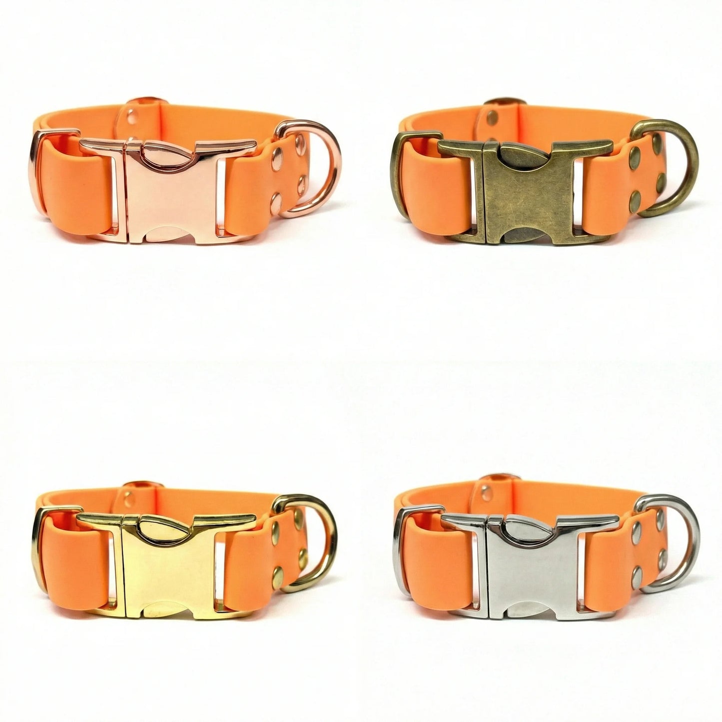 Tangerine Waterproof Biothane Metal Clasp Dog Collar