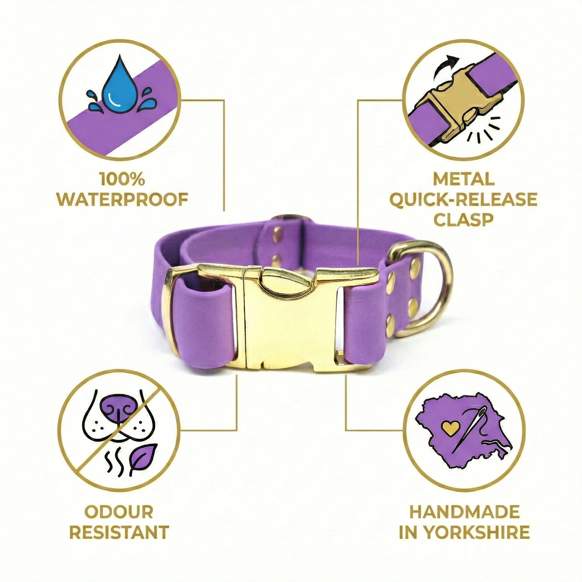 Amethyst Waterproof Biothane Metal Clasp Dog Collar - Collared Creatures LTD