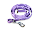 top view of amethyst purple waterproof dog collar on white background
