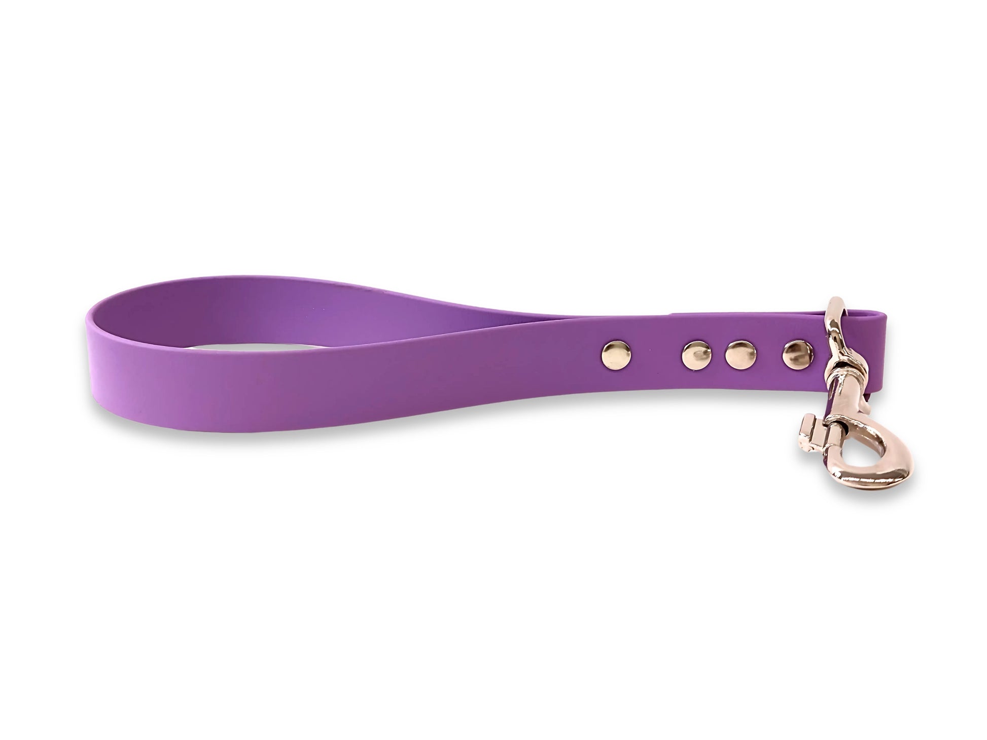 Amethyst waterproof Biothane traffic handle for dogs, short control lead handmade in the UK