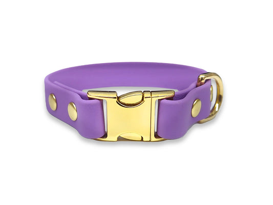 Amethyst purple small waterproof Biothane dog collar for toy and small breeds with metal clasp