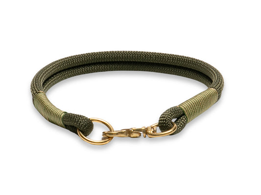 army green handmade rope dog collar with whipping
