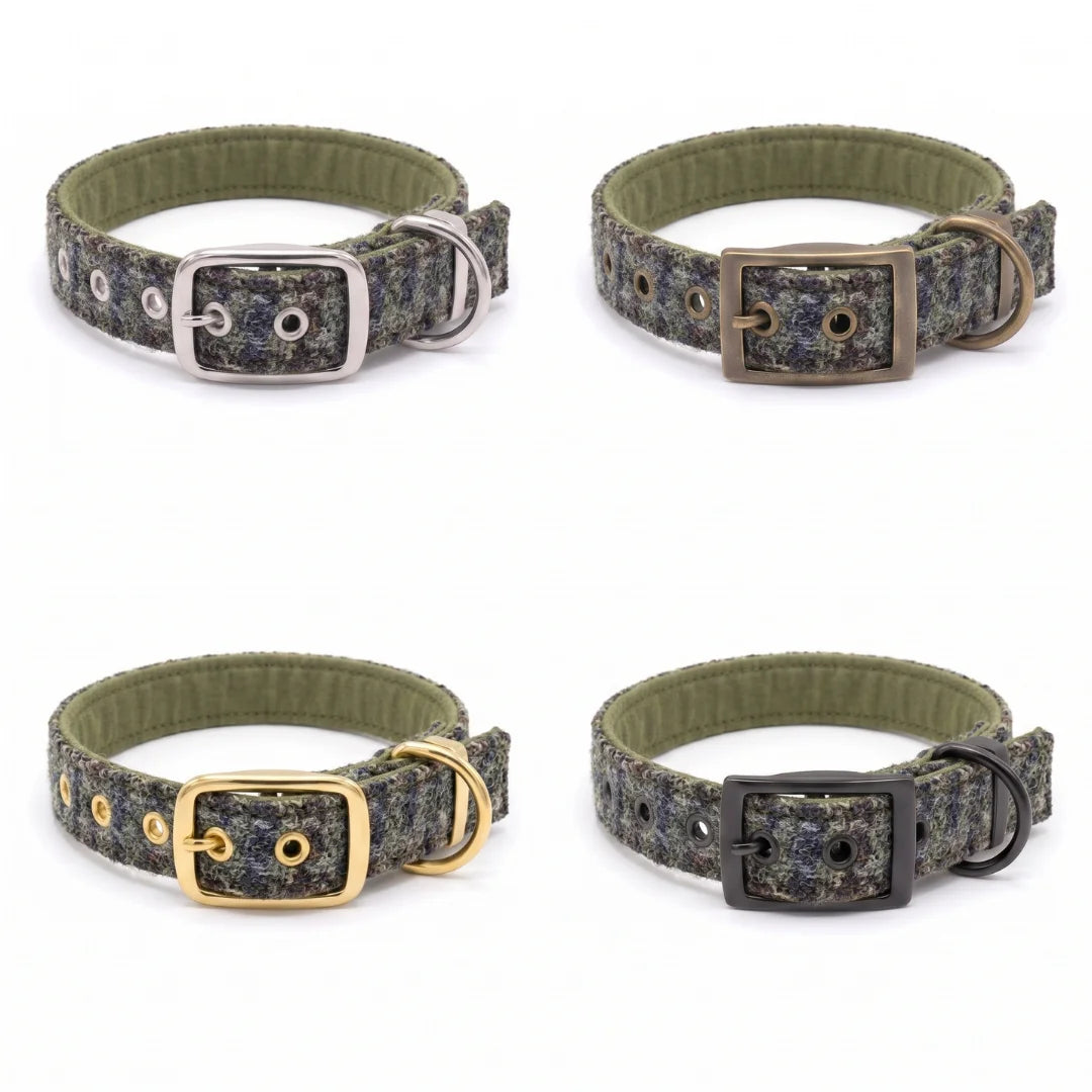 Herbst Houndstooth - Schnallenverschluss Luxury Harris Tweed Hundehalsband