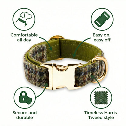 Autumn Houndstooth Luxury Harris Tweed Dog Collar - Collared Creatures LTD