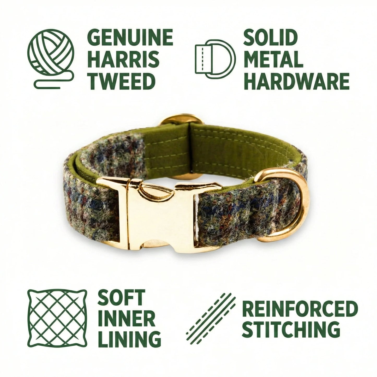 Autumn Houndstooth Luxury Harris Tweed Dog Collar - Collared Creatures LTD