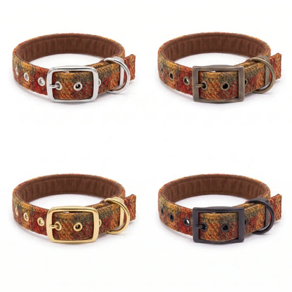 Autumnal Check - Buckle Fastening Luxury Harris Tweed Dog Collar