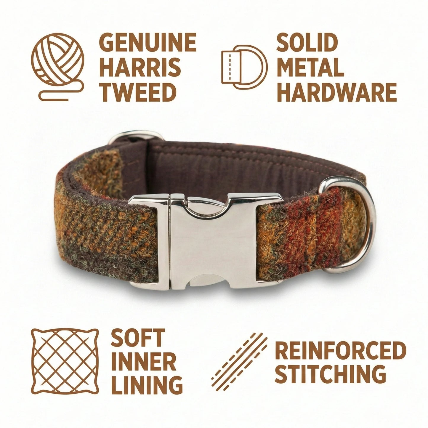 Autumnal Check Luxury Harris Tweed Dog Collar - Collared Creatures LTD