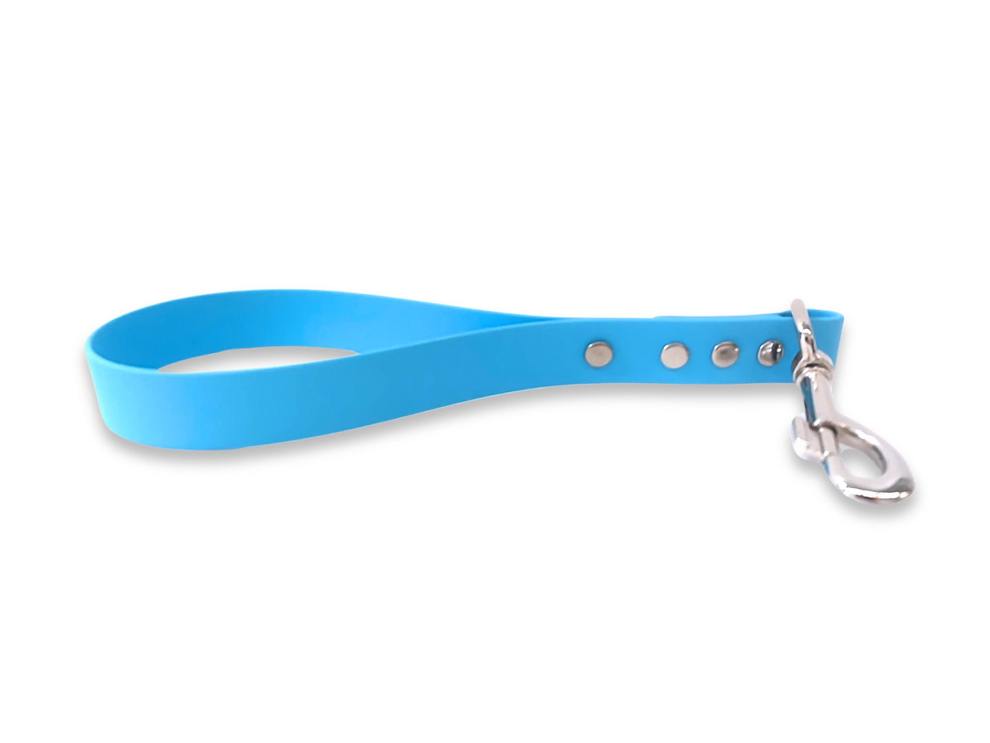 Baby Blue Biothane traffic handle, waterproof short leash for dogs made in the UK
